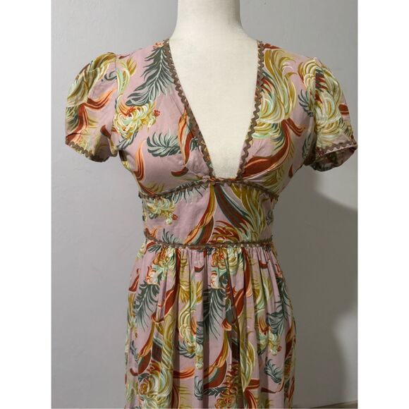 Anthropologie James Coviello paradise embroidered print dress 4 - Picture 3 of 11